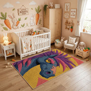 Colorful Tropical Bird Area Rug, Abstract Parrot Carpet, Modern Room Decor – featured room view