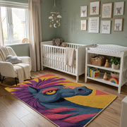 Colorful Tropical Bird Area Rug, Abstract Parrot Carpet, Modern Room Decor – alternate room view