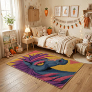 Colorful Tropical Bird Area Rug, Abstract Parrot Carpet, Modern Room Decor – pattern detail