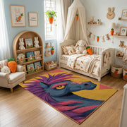 Colorful Tropical Bird Area Rug, Abstract Parrot Carpet, Modern Room Decor – texture view