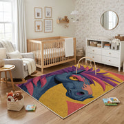 Colorful Tropical Bird Area Rug, Abstract Parrot Carpet, Modern Room Decor – playroom styling