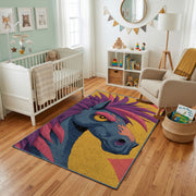 Colorful Tropical Bird Area Rug, Abstract Parrot Carpet, Modern Room Decor – living room view