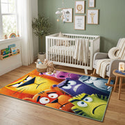 Colorful Mood Creatures Area Rug, Playful Cartoon Carpet, Kids Room Decor – alternate room view