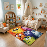 Colorful Mood Creatures Area Rug, Playful Cartoon Carpet, Kids Room Decor – bedroom styling