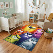 Colorful Mood Creatures Area Rug, Playful Cartoon Carpet, Kids Room Decor – design close-up