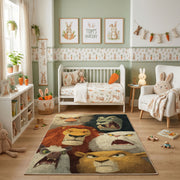 Woodland Bear Family Area Rug, Vintage Forest Animal Carpet, Cozy Decor – pattern detail