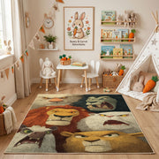 Woodland Bear Family Area Rug, Vintage Forest Animal Carpet, Cozy Decor – bedroom styling