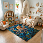 Blue Dragon Area Rug, Ornate Fantasy Creature Carpet, Artistic Room Decor – bedroom styling