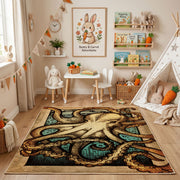 Vintage Owl Portrait Area Rug, Sepia Woodland Bird Carpet, Rustic Decor – bedroom styling