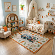 Floral Cat Pair Area Rug, Botanical Feline Carpet, Cozy Room Decor – bedroom styling