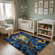 Whimsical Owl Garden Area Rug, Colorful Woodland Bird Carpet, Kids Decor – alternate room view