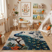 Boho Woodland Animal Area Rug, Neutral Forest Carpet, Nursery Decor – bedroom styling