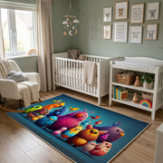 Colorful Creature Friends Area Rug, Playful Kids Carpet, Bright Room Decor – alternate room view