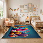 Colorful Creature Friends Area Rug, Playful Kids Carpet, Bright Room Decor – full rug view