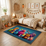Colorful Creature Friends Area Rug, Playful Kids Carpet, Bright Room Decor – texture view