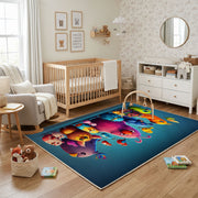 Colorful Creature Friends Area Rug, Playful Kids Carpet, Bright Room Decor – playroom styling