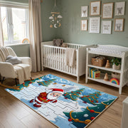 Rainbow Woodland Deer Area Rug, Colorful Forest Animal Carpet, Kids Decor – alternate room view