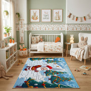 Rainbow Woodland Deer Area Rug, Colorful Forest Animal Carpet, Kids Decor – pattern detail