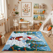Rainbow Woodland Deer Area Rug, Colorful Forest Animal Carpet, Kids Decor – bedroom styling