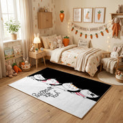 Relaxed Cat Trio Area Rug, Minimal Black White Feline Carpet, Funny Decor – pattern detail