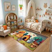 Colorful Creature Party Area Rug, Playful Cartoon Carpet, Kids Room Decor – bedroom styling