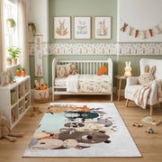 Stacked Cat Family Area Rug, Cute Gray Feline Carpet, Nursery Decor – pattern detail