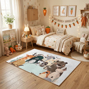 Stacked Cat Family Area Rug, Cute Gray Feline Carpet, Nursery Decor – texture view
