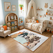 Stacked Cat Family Area Rug, Cute Gray Feline Carpet, Nursery Decor – bedroom styling