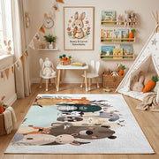 Stacked Cat Family Area Rug, Cute Gray Feline Carpet, Nursery Decor – playroom styling