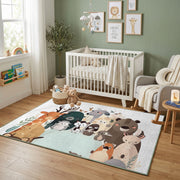 Stacked Cat Family Area Rug, Cute Gray Feline Carpet, Nursery Decor – design close-up
