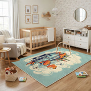 Space Dog Explorer Area Rug, Cute Adventure Animal Carpet, Kids Decor – playroom styling