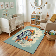 Space Dog Explorer Area Rug, Cute Adventure Animal Carpet, Kids Decor – living room view