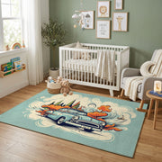 Space Dog Explorer Area Rug, Cute Adventure Animal Carpet, Kids Decor – design close-up