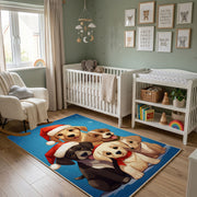 Cute Puppy Family Area Rug, Blue Dog Carpet, Kids Room Decor – featured room view