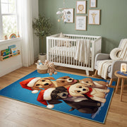 Cute Puppy Family Area Rug, Blue Dog Carpet, Kids Room Decor – alternate room view