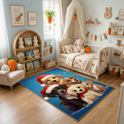 Cute Puppy Family Area Rug, Blue Dog Carpet, Kids Room Decor – bedroom styling