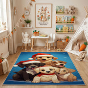 Cute Puppy Family Area Rug, Blue Dog Carpet, Kids Room Decor – playroom styling
