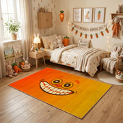 Yin Yang Cat Pair Area Rug, Orange Minimal Feline Carpet, Modern Decor – texture view