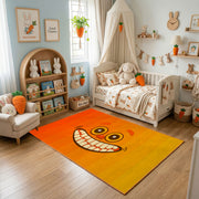 Yin Yang Cat Pair Area Rug, Orange Minimal Feline Carpet, Modern Decor – bedroom styling