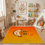 Yin Yang Cat Pair Area Rug, Orange Minimal Feline Carpet, Modern Decor – playroom styling