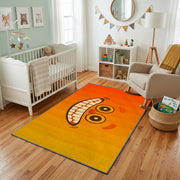 Yin Yang Cat Pair Area Rug, Orange Minimal Feline Carpet, Modern Decor – living room view