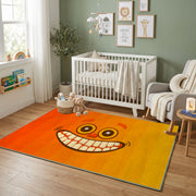 Yin Yang Cat Pair Area Rug, Orange Minimal Feline Carpet, Modern Decor – design close-up