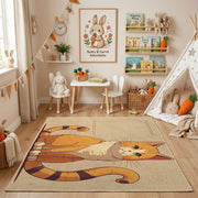 Sleepy Orange Cat Area Rug, Cozy Illustrated Feline Carpet, Bedroom Decor – bedroom styling