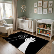 Black and White Cat Portrait Area Rug, Minimal Feline Carpet, Modern Decor – alternate room view