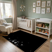 Stargazing Black Cat Area Rug, Dark Night Feline Carpet, Cozy Room Decor – alternate room view