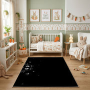 Stargazing Black Cat Area Rug, Dark Night Feline Carpet, Cozy Room Decor – pattern detail