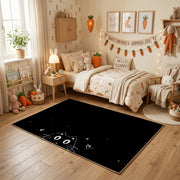Stargazing Black Cat Area Rug, Dark Night Feline Carpet, Cozy Room Decor – texture view