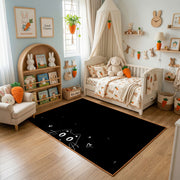 Stargazing Black Cat Area Rug, Dark Night Feline Carpet, Cozy Room Decor – bedroom styling
