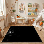 Stargazing Black Cat Area Rug, Dark Night Feline Carpet, Cozy Room Decor – playroom styling