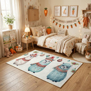 Cute Cat Friends Area Rug, Soft Blue Feline Carpet, Nursery Room Decor – texture view